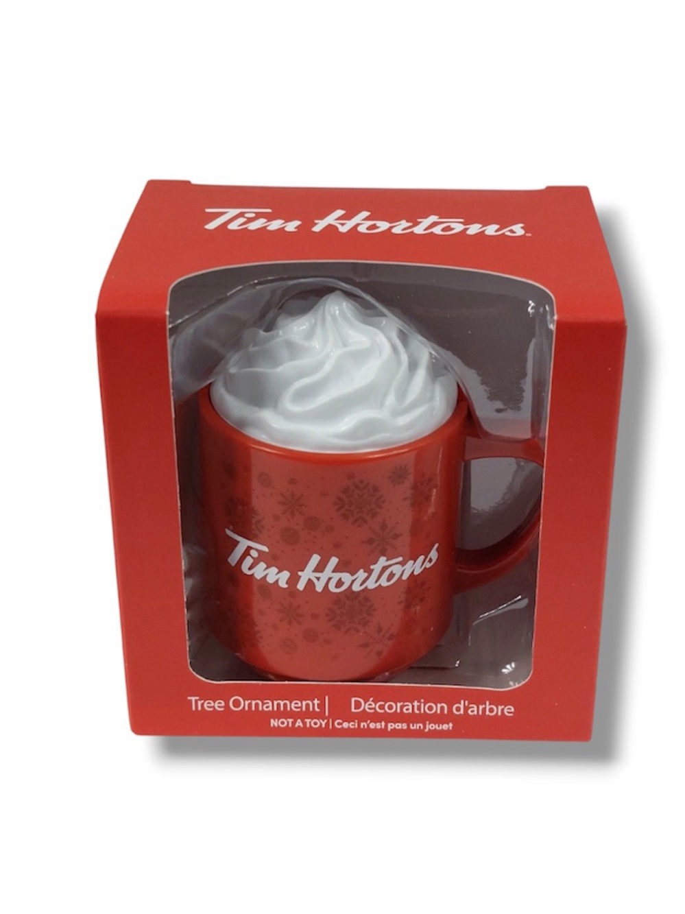 Tim Hortons 2021 Red Mug Whipped Cream Christmas Tree Ornament New In Box NIB